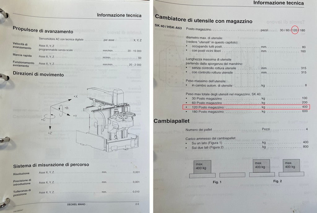 Centro di lavoro 5 assi pallettizzato DMG DMC 60T RS3 usato