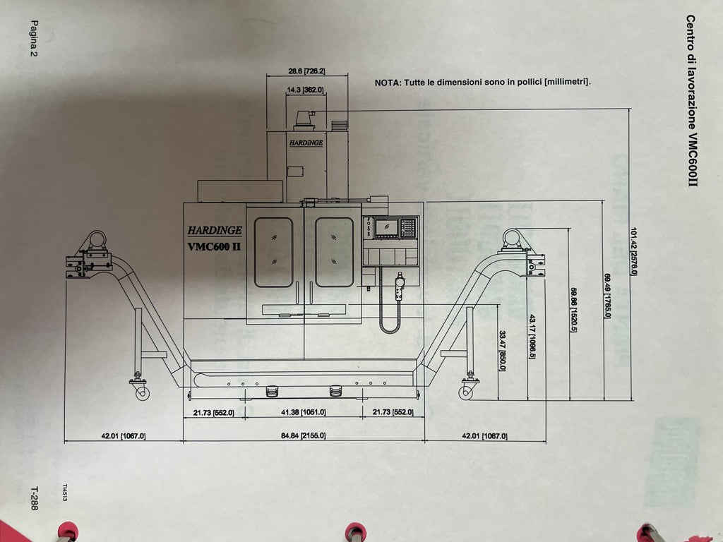 Centro di lavoro verticale Bridgeport Hardinge VMC 600II