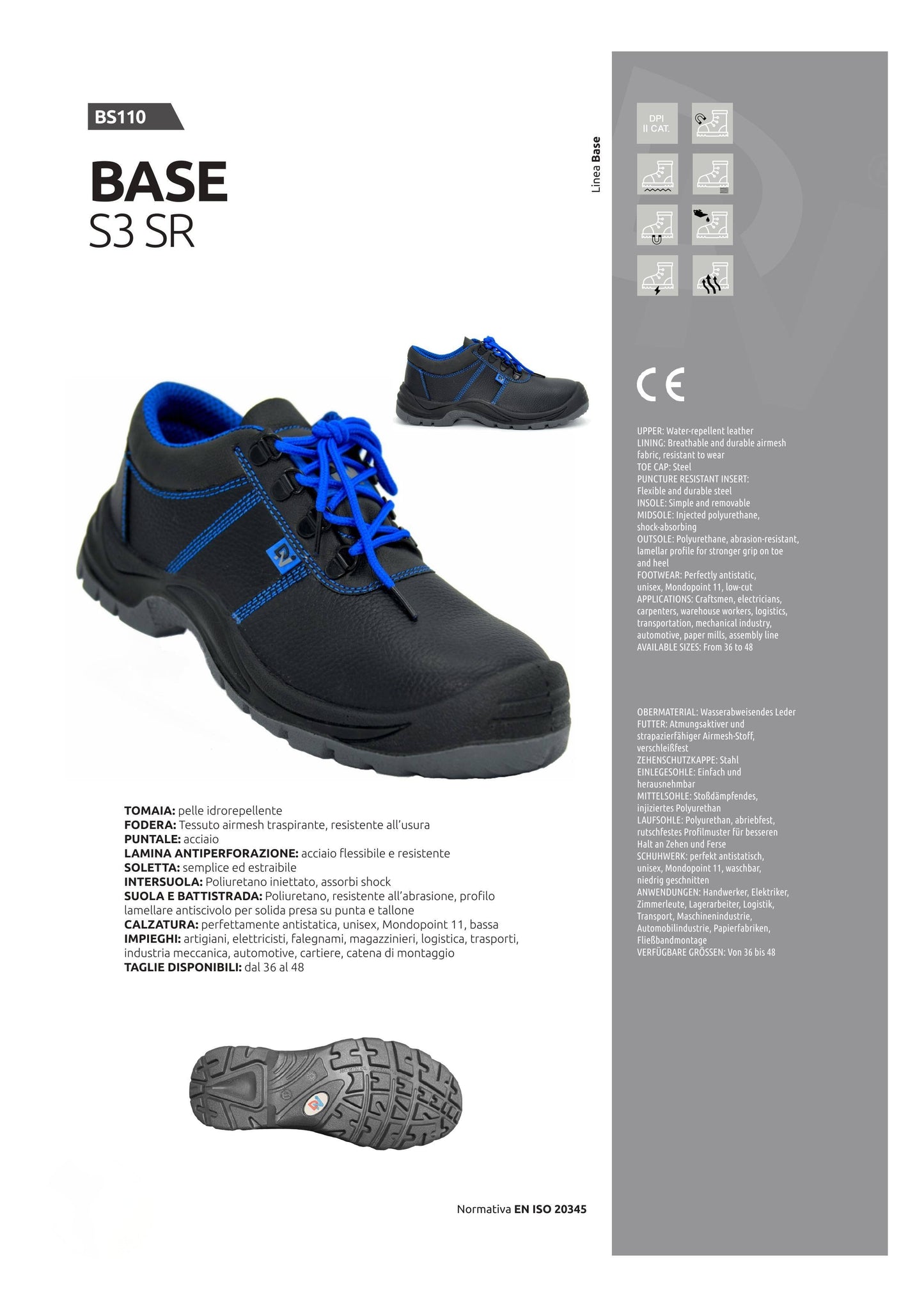 Scarpa antinfortunistica BASE S3 SR per officina meccanica
