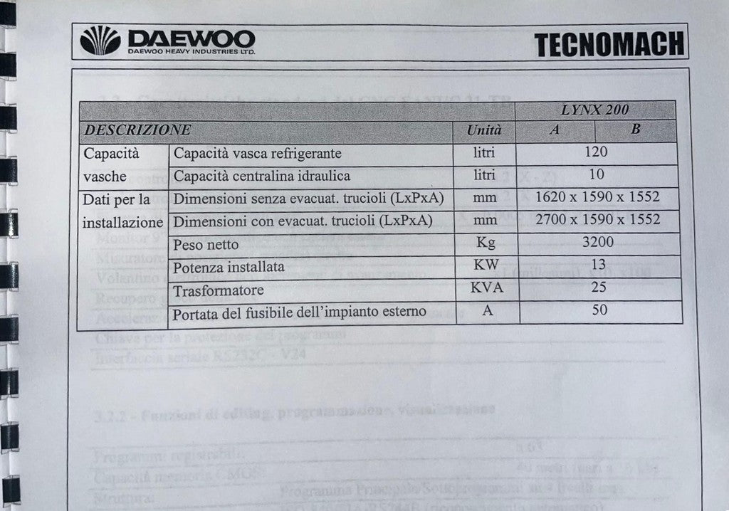TORNIO CNC 2 ASSI DAEWOO LYNX 200B USATO