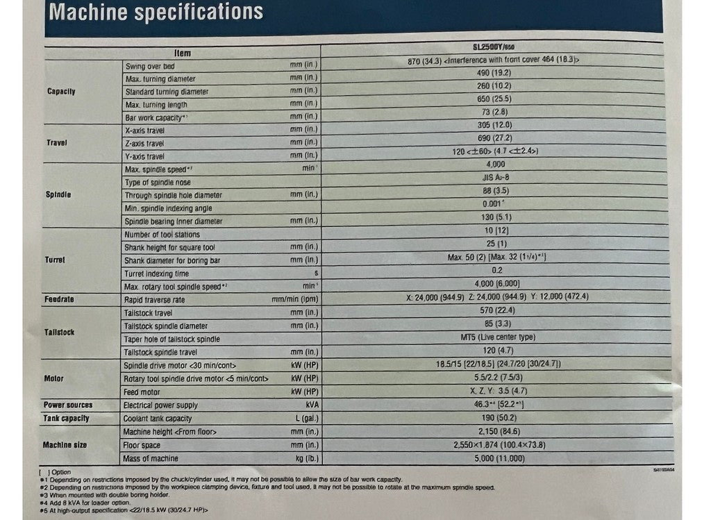 Tornio cnc motorizzato asse Y MORI SEIKI SL 2500 Y usato
